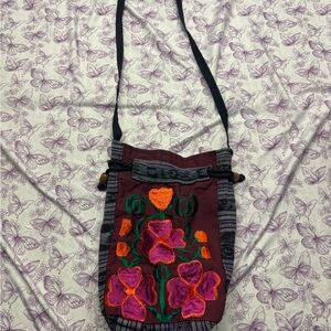 Embroidered Floral Crossbody Bag